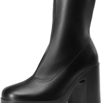 DREAM PAIRS Women’s Platform Gogo Ankle Boots High Chunky Block Heel Square Toe Booties Shoes