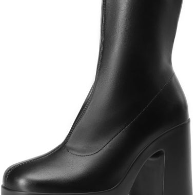 DREAM PAIRS Women’s Platform Gogo Ankle Boots High Chunky Block Heel Square Toe Booties Shoes