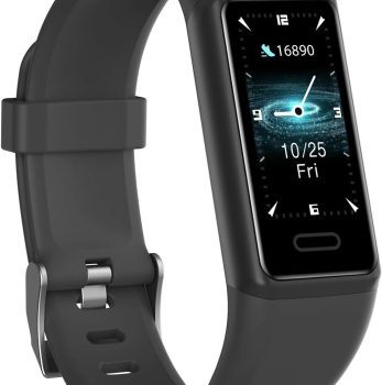 Fitness Tracker, Fitness Watches for Women Men Pedometer Watch with 24/7 Heart Rate Monitor Sleep Tracker Step/Calorie Counter Stopwatch IP68 Waterproof Activity Trackers (Dark Black)