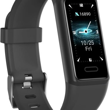 Fitness Tracker, Fitness Watches for Women Men Pedometer Watch with 24/7 Heart Rate Monitor Sleep Tracker Step/Calorie Counter Stopwatch IP68 Waterproof Activity Trackers (Dark Black)