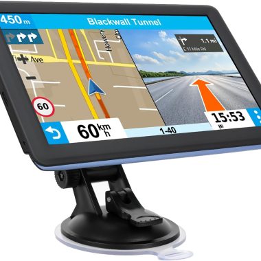 GPS Navigator for Car Truck RV, Latest 2025 Map, 7 inch Touch Screen Real Voice Spoken Turn-by-Turn Direction Reminding Navigation System for Cars, Vehicle GPS with Speed and Red Light Warning (Blue)